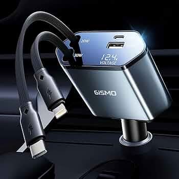 Gismo Retractable Car Charger 100 W 4 in 1 Super Fast Phone Charge ...