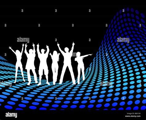 Silhouettes of people dancing on halftone wave Stock Photo - Alamy