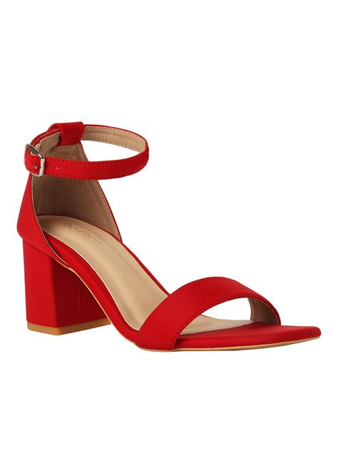 Get Basic Red Ankle Tie Block Heels at ₹ 1718 | LBB Shop