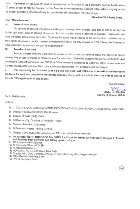 POSB Order No. 3/2016 Introduction of New Scheme SSA - circulation of ...