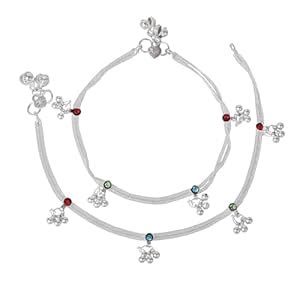 Gehena by Estele Fashion Jewelry Anklets for Women: Rhodium Plated ...