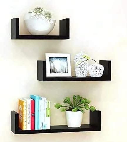 WOOD KARTINDIA U Designed Wooden Wall Glossy Wall Mount Floating Rack ...