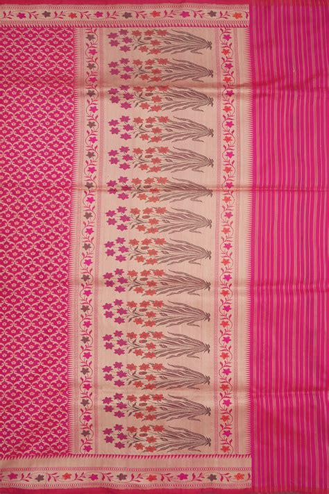 Ogee Zari Design Rose Red Banarasi Silk Saree – Sundari Silks