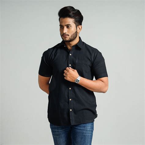 Plain Handloom Cotton Men Half Sleeve Shirt