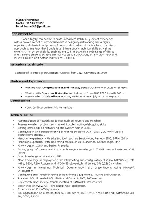 Updated Resume Basha 2 - nmsdkngbwkdjkjbdskbjb - JOB OBJECTIVE PEER ...