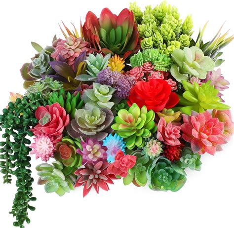 Opspring 50 Pcs Bulk Mini Artificial Succulents Plants Assorted ...