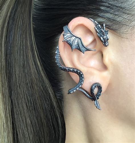 SINGLE Dragon Cuff Earring Dragon Cuff Earring Gothic - Etsy Singapore