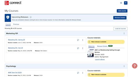 Connect 'My Courses' Page Overview | McGraw Hill