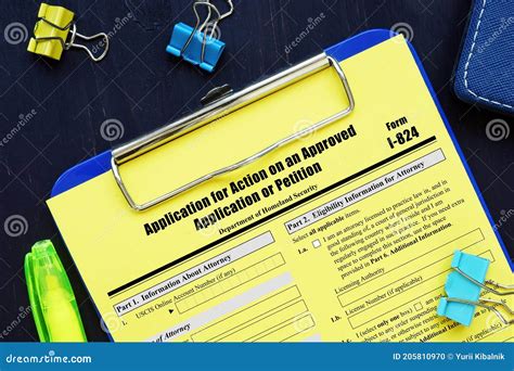 Form I-824 Application for Action on an Approved Application or Petition Stock Photo - Image of ...