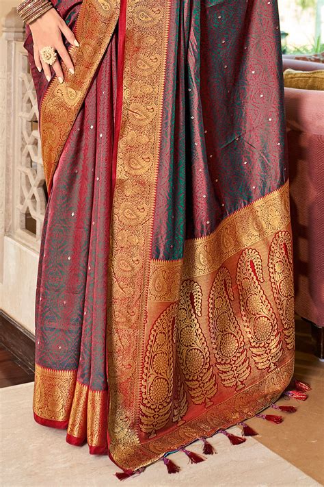 Maroon Dual Tone Silk Saree – SHANGRILA DESIGNER