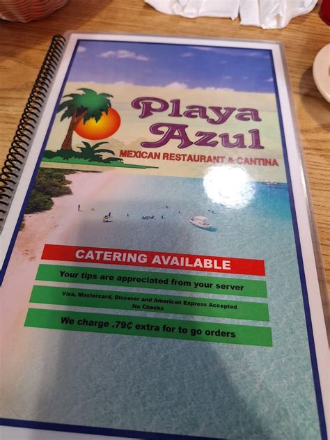 Menu at Playa Azul Authentic Mexican restaurant, Wichita, 111 N ...