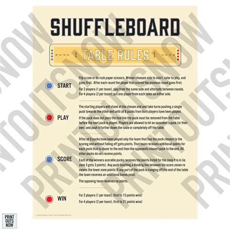 Printable Shuffleboard Rules