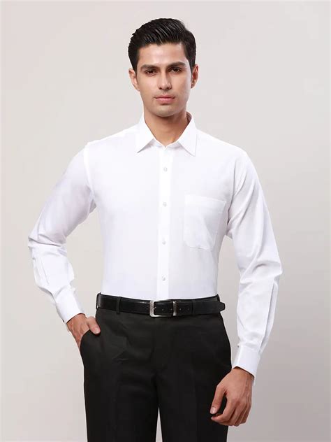Raymond Men White Structure Contemporary Fit Cotton Full Sleeve Cutawa ...