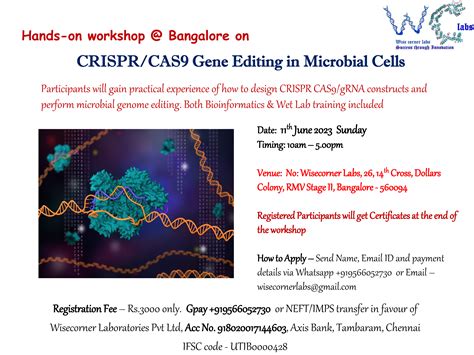 Hands-on Wetlab workshops on CRISPR Genome Editing, Recombinant DNA ...