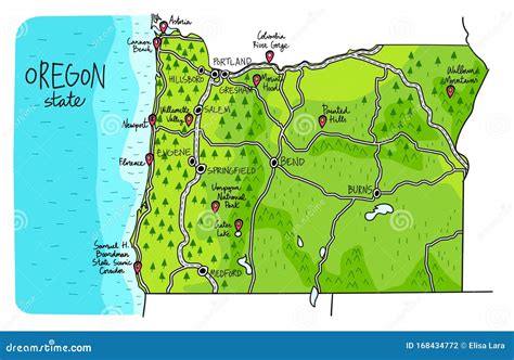 State Of Oregon Map Environment Eco Outline Stock Image | CartoonDealer ...