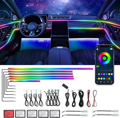 Amazon.com: Dreamcolor Acrylic Interior Car Ambient Light Kit, Bphuny 18 in 1 593 LEDs Fiber ...
