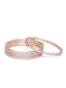 Buy Priyaasi Traditional American Diamond Rose Gold-Plated Bangles Set ...