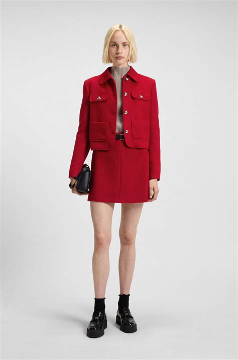 HUGO - A-line mini skirt with textured effect - Red