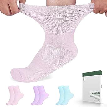 Bulinlulu Diabetic Socks with Grips for Women&Men-3 Pairs Bamboo Non ...