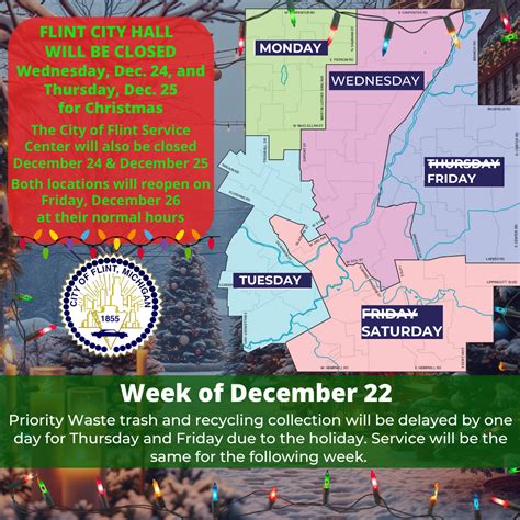 City of Flint Christmas and New Year's Holiday Hours, Waste Collection Schedule - City of Flint