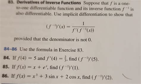 Image result for Derivative of Inverse Function Formula