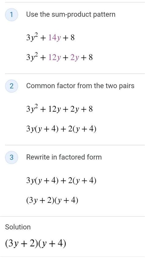 . Factorise : 3y2 + 14y + 8 - Brainly.in