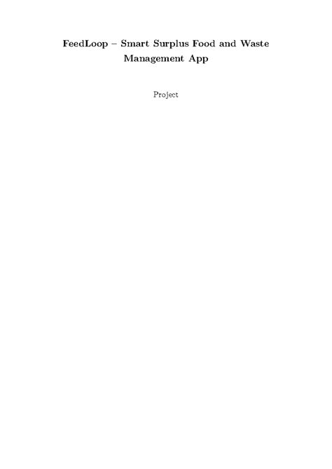 FeedLoop App Project: Smart Surplus Food & Waste Management - Studocu