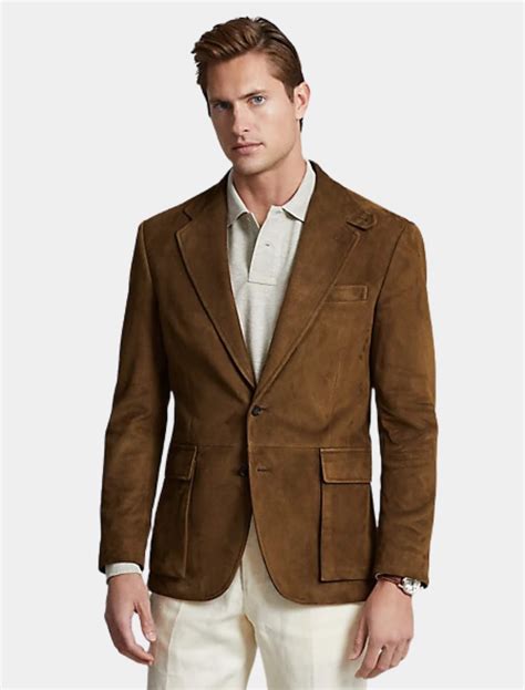 Men's Classic Brown Suede Leather Blazer - Mens Leather Wear