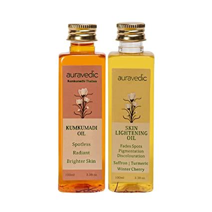 Buy Auravedic Skin Lightening Oil 100 Ml & Kumkumadi Oil, 100 Ml Online ...