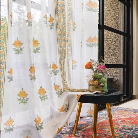 Buy Urban Space Printed Sheer Curtains for Door 7 feet, 35-40% Light ...