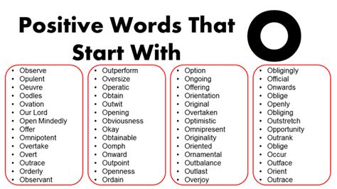Positive Words That Start With O - GrammarVocab