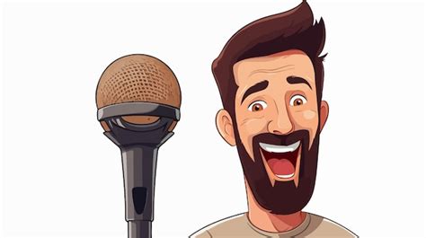Un dessin animé professionnel parlant dans un microphone Illustration ...