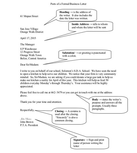 Basic Structure of a Letter 的图像结果