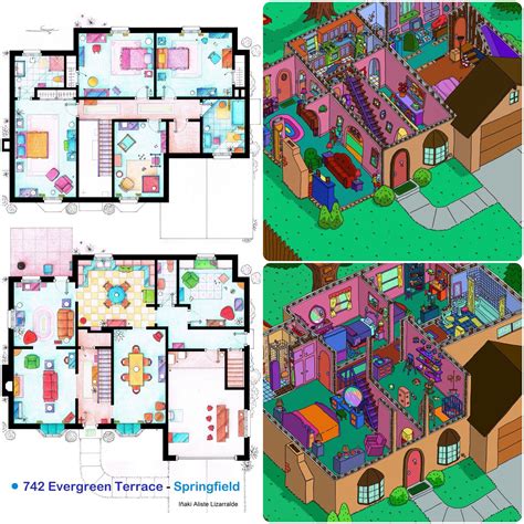 Distribución de la casa de los #Simpsons - Mi Hermoso Mundo | План дома ...