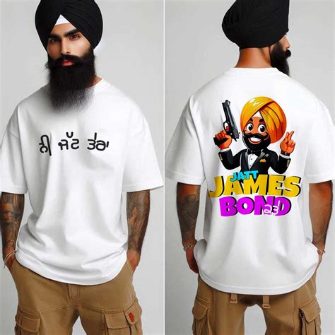 Buy Jatt James Bond Kudde Punjabi Oversized T Shirt Online For Men ...