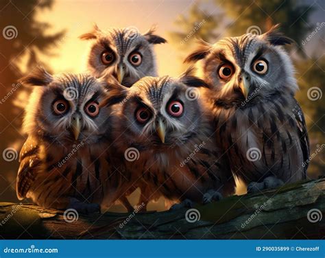 A group of owls stock illustration. Illustration of brown - 290035899