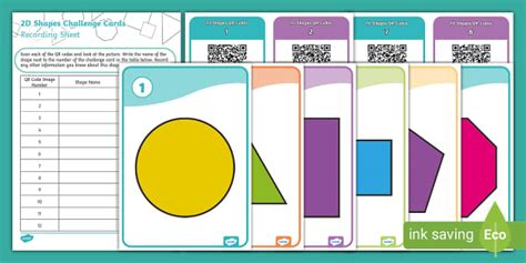 2D Shapes Challenge Cards with QR Codes (teacher made)