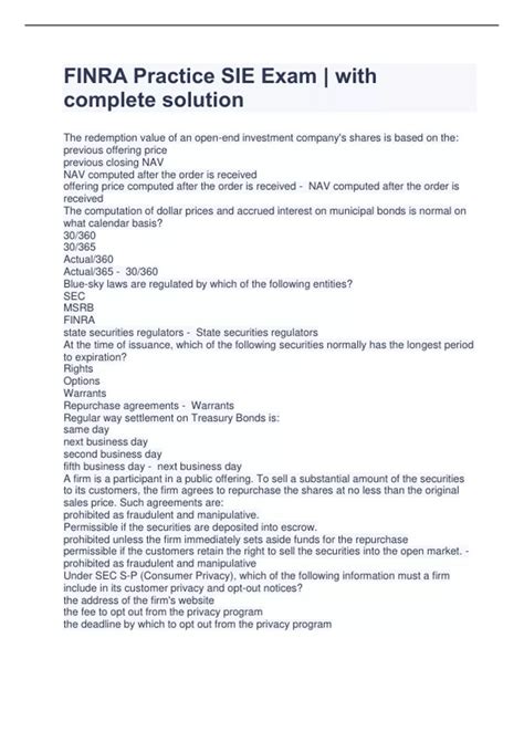 FINRA Practice SIE Exam | with complete solution - FINRA Practice SIE ...