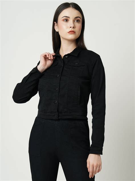 Buy Women Black Solid Full Length Jacket | Kraus Jeans