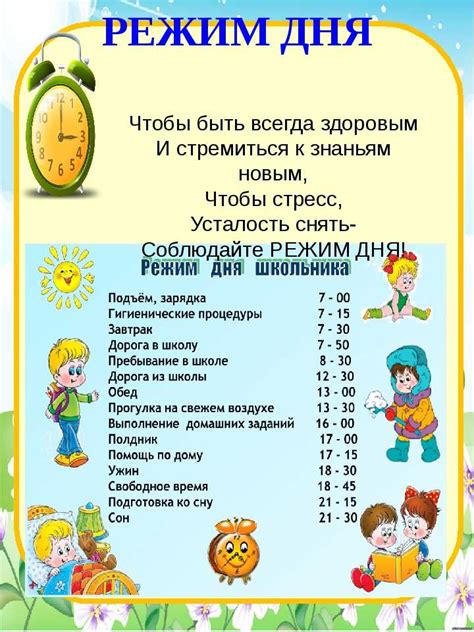 Режим дня ребенка первоклассника: образец шаблон правильного режима дня ...
