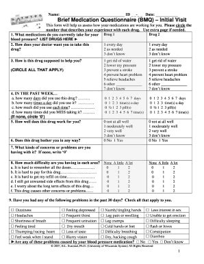 Brief Medication Questionnaire BMQ - School Of Pharmacy - Pharmacy Wisc ...