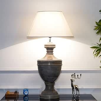 Buy KAPOOR LAMP SHADES Greyson Solid Wood Table Lamp with White Cotton ...