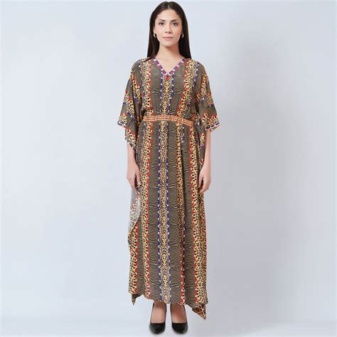 Marigold Animal Print Silk Full Length Kaftan – First Resort by Ramola ...