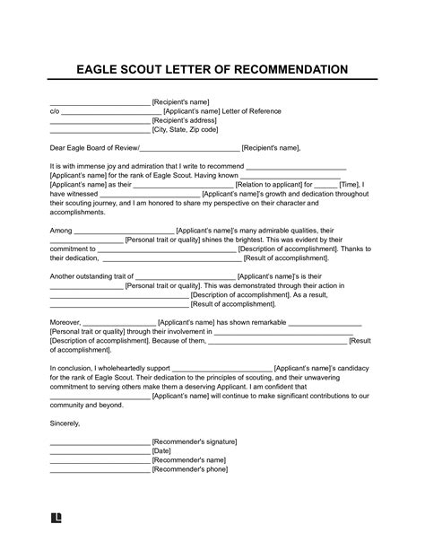 Free Eagle Scout Letter of Recommendation Template | PDF & Word