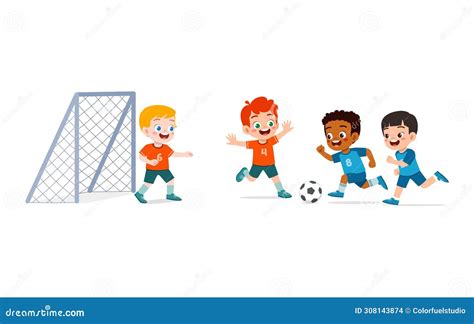 Kid Play Football with Friend Together Stock Vector - Illustration of ...