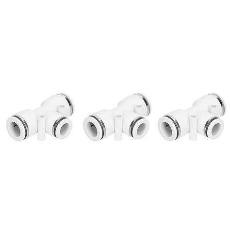 Set of 2 Tee Pipe Fittings, 20Pcs Nickel Plated Copper Pneumatic Quick ...