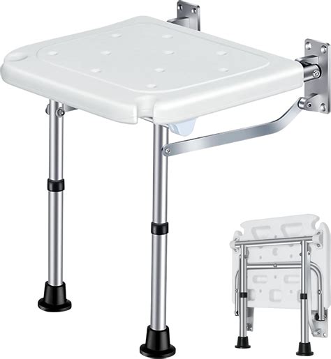 Heuffe Folding Shower Seat for Bath Wall Mounted,Fold Up Shower Stool ...