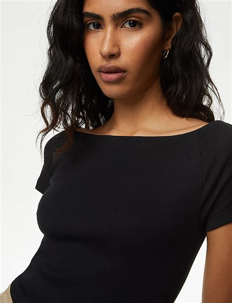 Buy Pure Cotton Bardot Top at Marks & Spencer