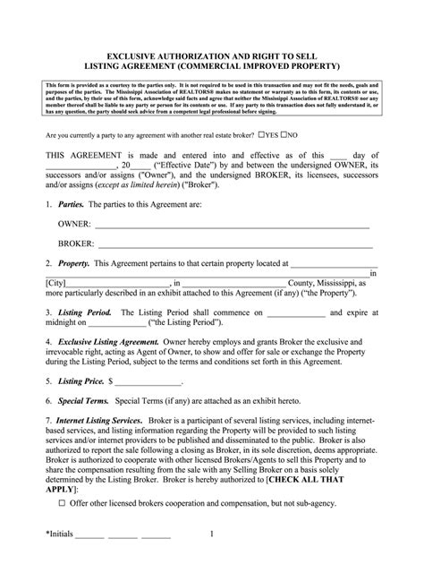 MS Exclusive Authorization and Right to Sell - Fill Out, Sign & Share ...