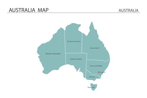Australia map vector on white background. Map have all province and mark the capital city of ...